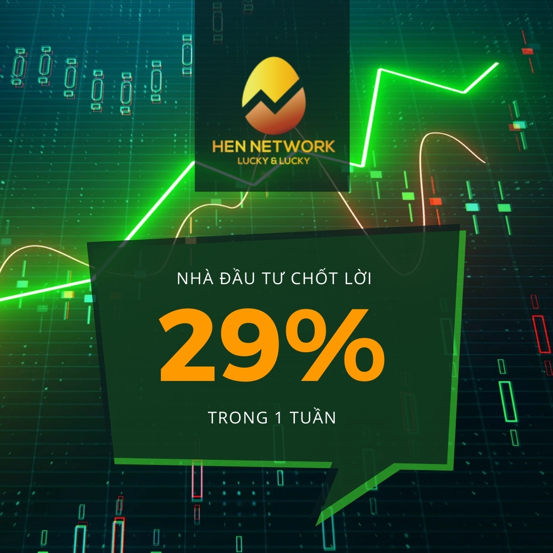 Nhà đầu tư Hên Network chốt lời 29% trong 1 tuần